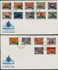 Penrhyn Island 268-83 on FDC - Ships, Canoes, Sailing Ships