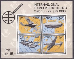 NORWAY 1980 Scott #753, Aircraft, Philatelic Exhibition Oslo MNH