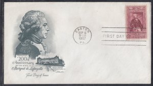 United States Scott 1097 Artmaster FDC - Marquis de Lsfayette