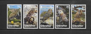 BIRDS - GIBRALTAR #1767-71  OWLS MNH