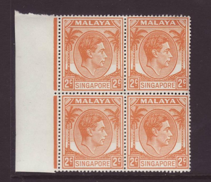 1949 Singapore 2c Perf 17½ x 18 Block of 4 U/Mint SG17