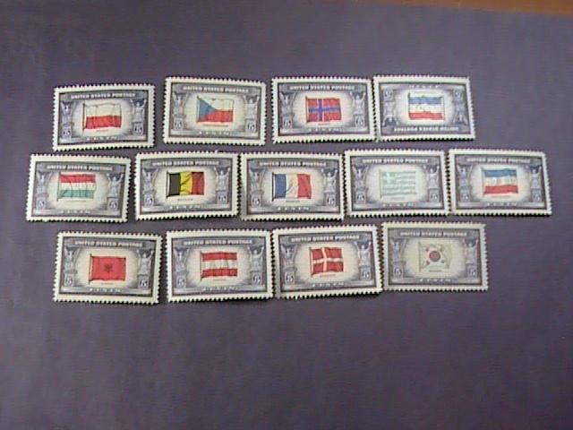 U.S.# 909-921-MINT NEVER/HINGED-COMPLETE SET--OVERRUN COUNTRIES--1943-44