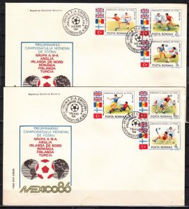 Romania, Scott cat. 3293-3298. World Cup Soccer on 2 First day covers. ^