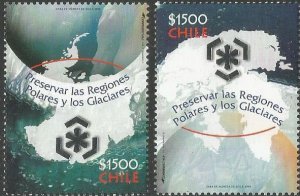 Chile Chili 2009 IPY Int Polar Year joint issue set of 2 stamps MNH