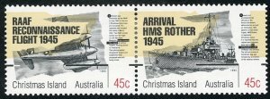 Christmas Island Scott 373 Unused HROG Pair - 50th Annv. of WWII End - SCV $2.75