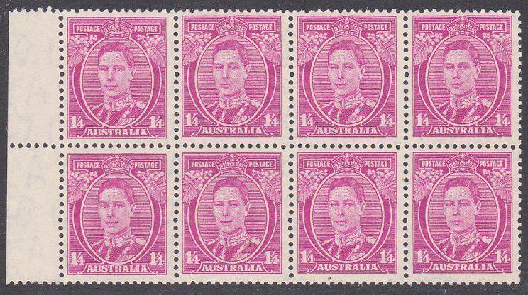 AUSTRALIA GVI 1/4d SG755 block of 8 MNH......................................755