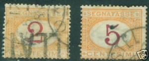 Italy Scott J4-5 1870 postage due Segnatasse wmk normal