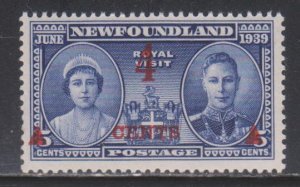 Newfoundland, 4c Surcharged, George VI & Queen Elizabeth (SC# 251) MNH