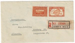 Costa Rica 1937 Turrialba cancel on registered cover to Germany