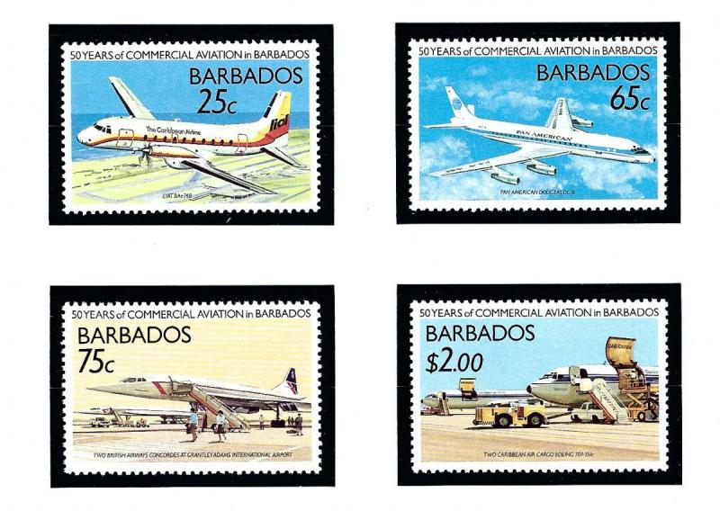 Barbados 739-42 MNH 1989 50 years of commercial aviation in Barbados