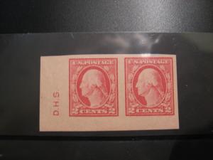 US #482 MNH Bottom Left Corner Pair w/Sideographer initials