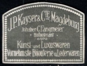 Vintage Germany Poster Stamp J. P. Kayser & Company Art And Luxury Goods