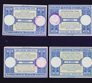 US - SC# IRC 9 & 11 Cents - Saint Louis MO Lot of 4 International Reply Coupons