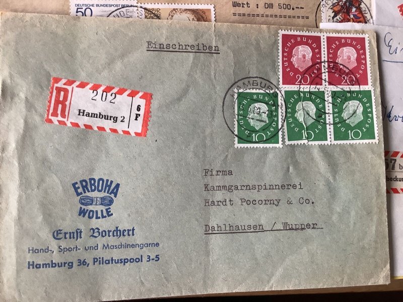 Germany Registered mail 12 postal stamps covers items Ref A575 