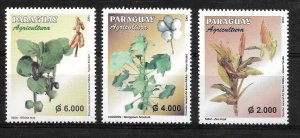 PARAGUAY 2004 AGRICULTURE SOY COTTON CORN PLANTS SET OF 3 MINT NH