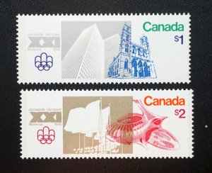 CANADA  Sc# 667-668 Set of 2  High Value MONTREAL OLYMPIC game $1 & $2 1976  MNH