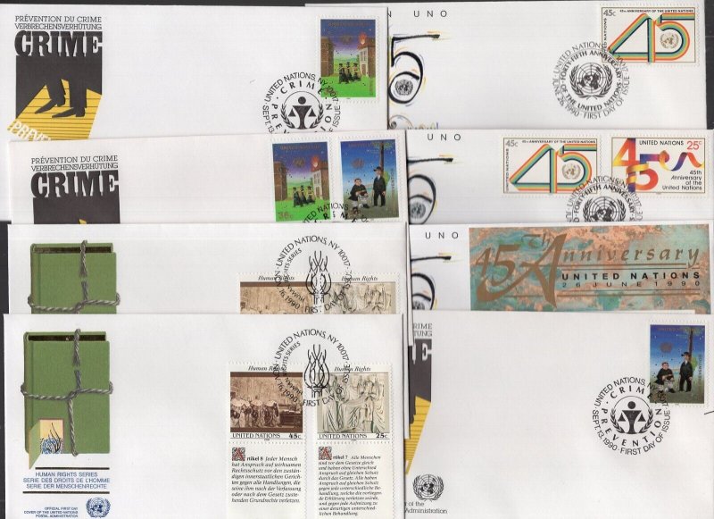 UN New York 1990-1994 Collection of 107 FDC's Appears Complete