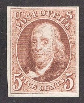 US Stamp #3 5c Red Brown Franklin  MINT NGAI SCV $900