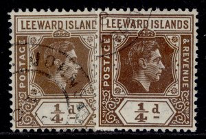 LEEWARD ISLANDS GVI SG95 + 95a, ¼d SHADE VARIETIES, FINE USED.