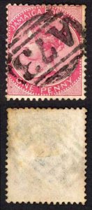 Jamaica SG18 1d Carmine Wmk Crown CA (toned) St Anns Bay A73 Pmk