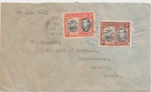 GRENADA cover postmarked  23 March 1950 - The 1/Sh. 2d air mail rate to Canada