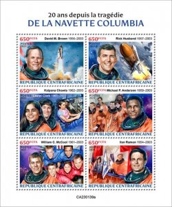 Central Africa - 2023 Space Shuttle Columbia - 6 Stamp Sheet - CA230139a