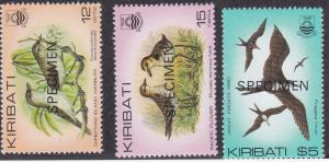 Kiribati # 390, 391 & 399, Birds - Specimen Overprints, NH