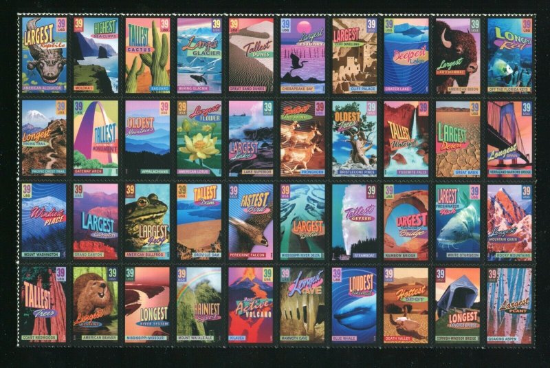 4033 - 4072 Wonders of America Pane of 40 39¢ Stamps MNH VF