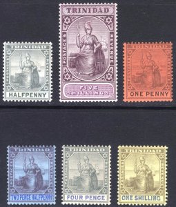 Trinidad 1901 1/2d-5s Britannia Scott 75,78,80,82,86&88 SG 127-132 MLH Cat $150