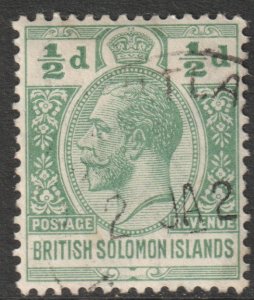 BSI Solomon Islands Scott 28 - SG22, 1914 Postage Revenue 1/2d used