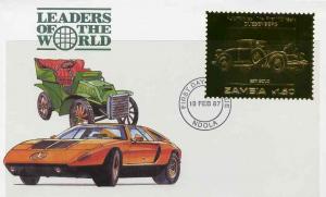 Zambia 1987 Classic Cars 1k50 Duesenberg in 22k gold foil...