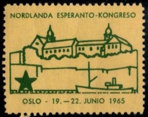 1965 Norway Poster Stamp Northland Esperanto Congress Oslo 19-22 June