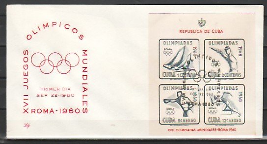 Cuba, Scott cat. C213a. Olympic Games s/sheet. First day cover. ^