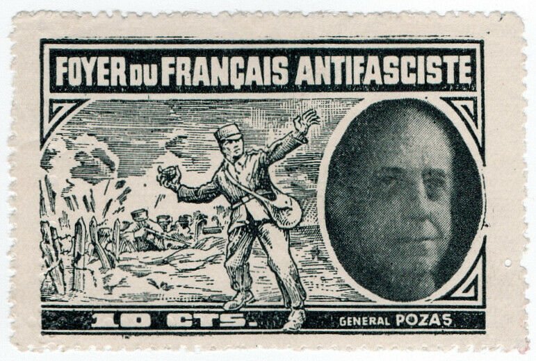 (I.B) Spain Civil War Cinderella : French Anti-Fascist Fund 10c (General Pozas)