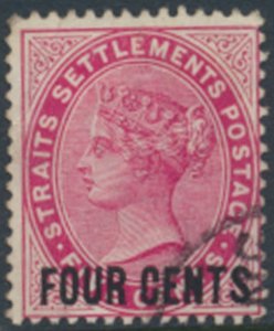 Straits Settlements  SC# 92  Used surcharge    see details & scans