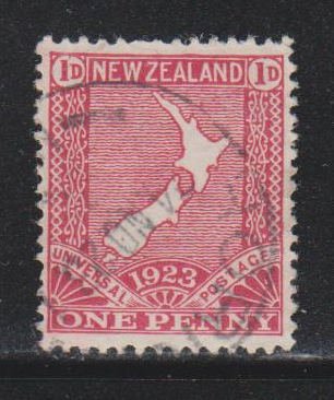 New Zealand,  1d Map (SC# 175) Used
