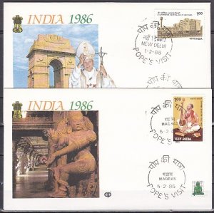 India, 1986. 01-05/FEB/86, Pope`s visit to India. Cancels on 2 Cachet covers.