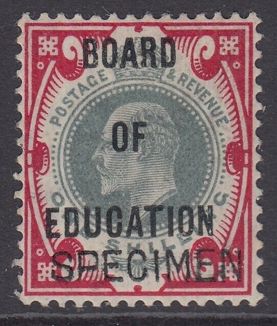 SG O87 1/- dull green & carmine Board of education, watermark crown, perf 14...