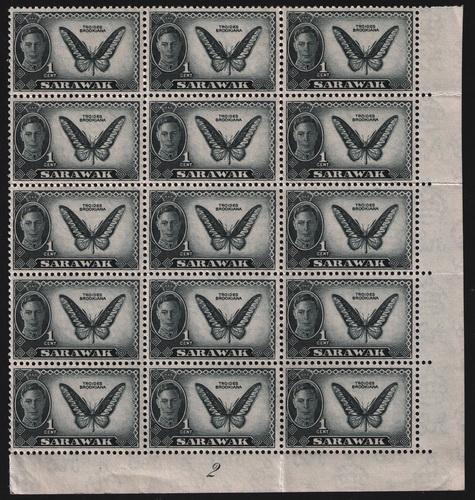 Sarawak # 180 Mint VF NH lower  imprint & plate 2 block 15