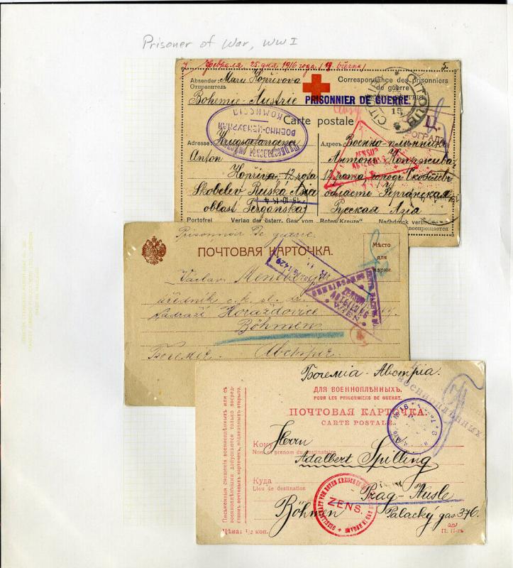 Russia 3 WWI Prisoner of War 1916 Covers Proper Markings