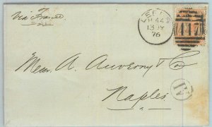 BK0783 - GB - POSTAL HISTORY - SG # 152 on COVER from LEEDS to NAPLES 1876