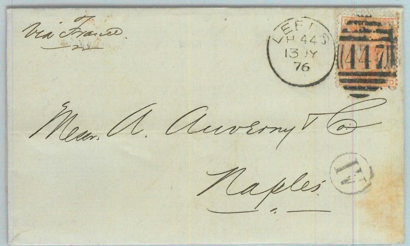 BK0783 - GB - POSTAL HISTORY - SG # 152 on COVER from LEEDS to NAPLES 1876