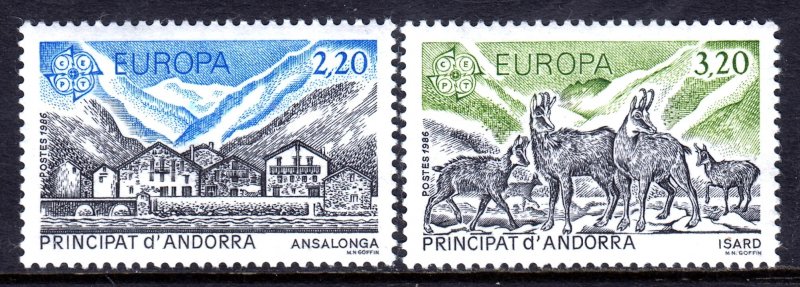 Andorra (French) 1986 EUROPA - Fauna MNH Set SC 344-345 SG F382-F383 CV £12.50