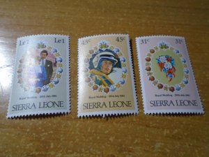 Royal Wedding, 1981 : Sierra Leone  #  509/511/514  MNH