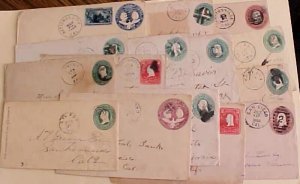 US CALIFORNIA 15 DIFF. TOWNS BEFORE 1909 ENTIRES