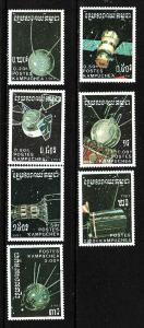 D5-Space-Cambodia-Scott#777-83-unused NH set-Satellites-1987