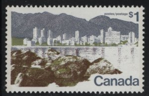 Canada 1973 MNH Sc 599i $1 Vancouver, tagged, HF front