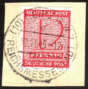 1945, Germany West Saxony 12pfg, Used on a piece, Mi 119