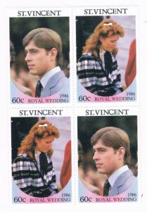 St Vincent 958a-b Pair Unused Blk 4 Royal Wedding 1986 (S0145)