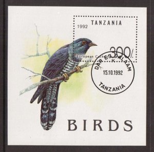 Tanzania   #985   cancelled  1992   sheet   birds   300sh  cuckoo